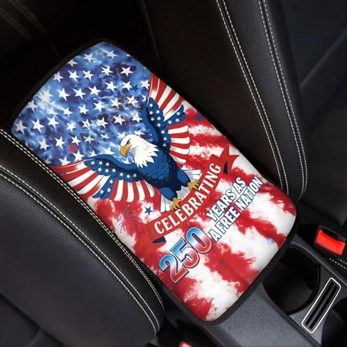 Dreaweet Patriotic Eagle Arm Rest Cover for Car 250th Anniversary Center Console Cover Pad Soft Scratch-Proof Universal Armrest Cover for SUV Truck Sedan - color: 250 Years Eagle