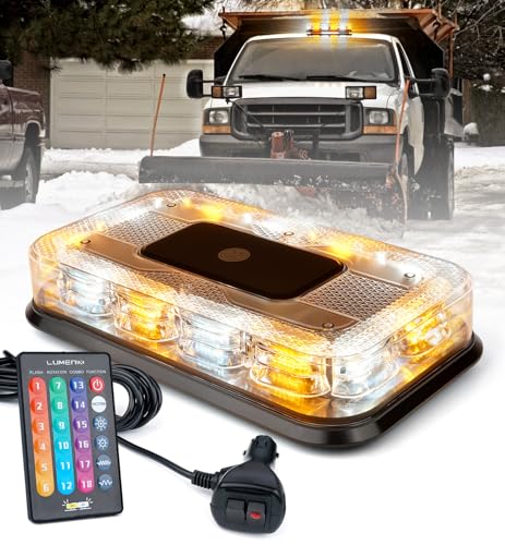 LUMENIX LED Roof Top Strobe Beacon Light Bar Rooftop Security Warning Emergency Flashing Plow Lights for Construction Vehicles Tow Commercial Trucks Postal Cars Snowplow - Amber White - color: Amber and White
