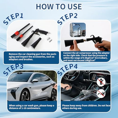 Car Cleaning Gun Detailing Interior Dryer Air Blow Gun|Car Detailing Kit Interior Cleaner|High Pressure Blower Gun|Car Cleaning Kit for Swiftly Removing Dirt an Dust with Air Flow - size: Size1