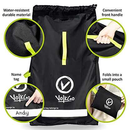 V VOLKGO Car Seat Travel Bag For Airplane with Padded Backpack Shoulder Straps, Gate Check Bag, Car Seat Bags for Air Travel Carseat Travel Cover, Carseat Travel Bag Cover for Airplane Travel - color: Green Shoulder Straps