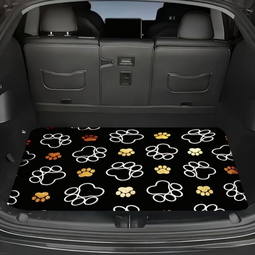 Universal Car Trunk Mat 29" x 39", Colorful Dog Paws All Weather Trunk Protection Cargo Liner, Durable Cargo Mat Rear Trunk Liner,Stylish Vehicle Interior Accessories Suitable for Most Car Models - color: Colorful Dog Paws