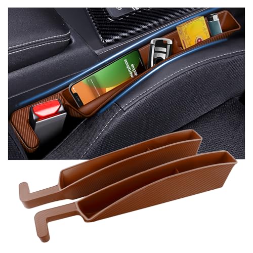 Stacool 2PCS New Car Seat Gap Filler with 2 Storage Areas,Stylish Car Seat Gap Storage for Stabilizing Phone,Keys Wallet,Universal Car Seat Gap Filler Organizer (Carbon Brown) - color: Carbon Brown
