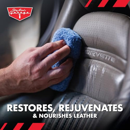 Jay Leno's Garage Car Leather Conditioner and Auto Leather Care - Professional Leather Conditioner for Car Seats, Nourishes Protects & Restores, Lanolin & Beeswax Formula, Non-Greasy Finish (16 oz) - style: Conditioner