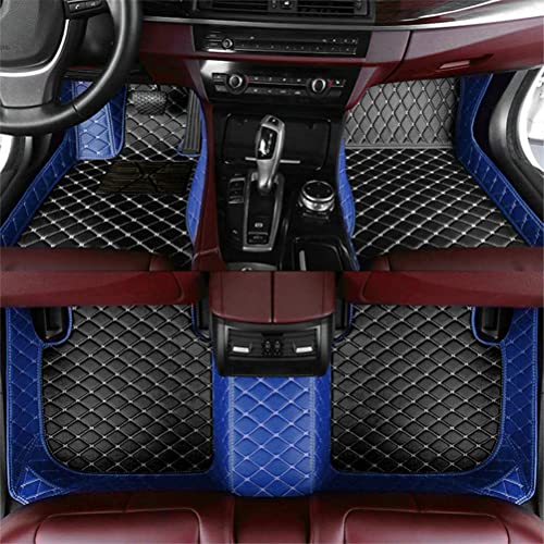 Add Personal Touch to Your Vehicle with IMEISH Customizable Logo Text Car Mats for 99% of vehiclesPads Protection Non-Slip Leather Floor Liners (Blue and Black Beige) - color: Blue and black beige