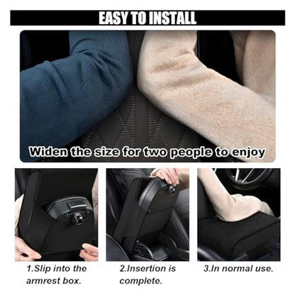 Car Center Console Cover Pad, Leather Auto Console Arm Rest Cover, Waterproof Car Armrest Seat Box Cushion Protector, Memory Foam Armrest Pillow for Most Cars - color: Black