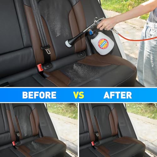 Aluminium Car Cleaning Gun Set with Tapered Nozzle, 6-9.2Bar High Pressure Air Blow Gun with 2 Set Nozzle, Pressure Air Blower Blow Gun Producing Powerful Blast of Air for Cleaning Cars, Velvet, etc - color: White, with Bottle Set