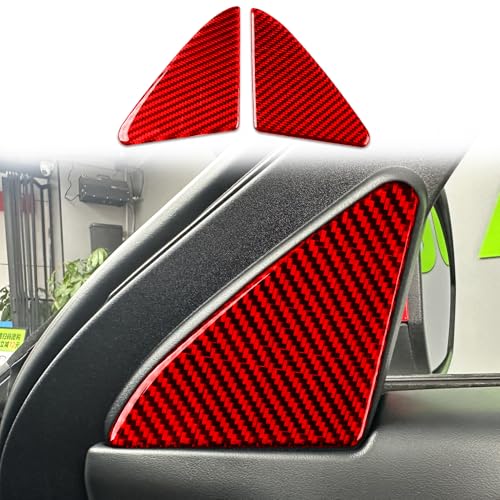 Real Red Carbon Fiber Car Front Door Pillar Panel Anti-Scratch Soft Sticker Auto Interior Trim Compatible with Ford Explorer(U625) XLT/Limited/ST/Platinum/Platinum Hybrid 2020 2021 2022 2023 - color: Front Door Pillar