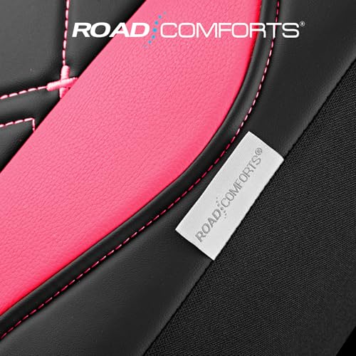Road Comforts Seat Covers, Premium Leather Car Seat Covers Full Set for Women Girls,Airbag Compatible, Automotive Seat Covers Universal Fit Most Cars,Vans,Truck,SUV - color: Hot Pink Full Set