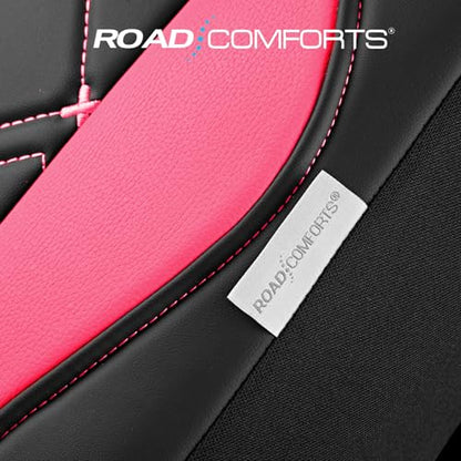 Road Comforts Seat Covers, Premium Leather Car Seat Covers Full Set for Women Girls,Airbag Compatible, Automotive Seat Covers Universal Fit Most Cars,Vans,Truck,SUV - color: Hot Pink Full Set