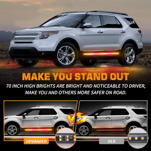 XRIDONSEN 2PCS 60 inch Amber Red Running Board Lights Strip 720 LED Emergency Strobe Lights Flashing Warning Safety Hazard Caution Side Light for Tow Plow Trucks Construction Vehicles SUV Car - color: Amber/Red