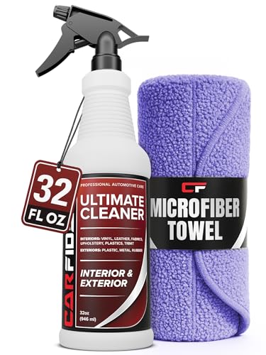 Carfidant Interior Cleaner – Removes Stains & Deep Cleans Car Seats, Leather, Fabric, Upholstery, Plastic, Dashboard & More - Car Cleaning Kit & Interior Detailer Spray - 32oz - size: 32 Fl Oz (Pack of 1)
