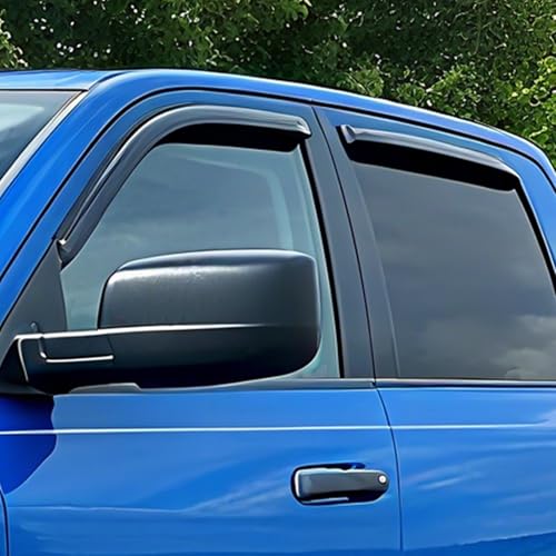 Window Visors Vent Sun Rain Guards for 2009-2024 Dodge Ram 1500 (19-24 Classic Body), Crew CAB ONLY; 10-25 Ram 2500/3500 MEGA/Crew CAB ONLY | Window Vent Visors, 4 pcs. - Smoke | 94109 - size: For 09-18 Ram 1500 Crew Cab