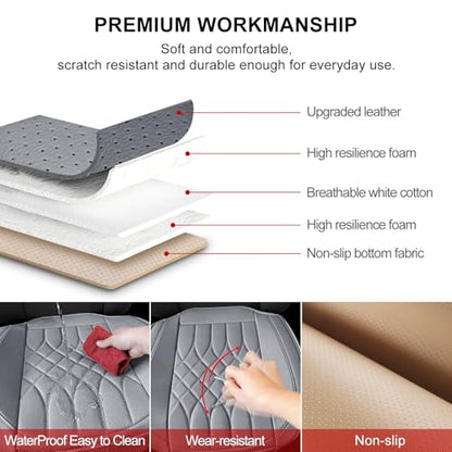 BOPUOVRE 1-Pack Leather Front Car Seat Covers - Bottom Car Seat Covers Fully Wrapped, Non-Slip and Waterproof, Fits Most Vehicles Gray - color: gray, size: 1 Piece
