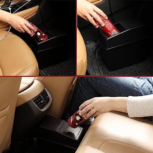 1 Pack Car Trash Can with Lid, 8.2" x 7.8" x 3.9" Capacity Universal Waterproof Portable Car Trash Can, Multifunctional Odorless Organizer Can for Auto Office Home (Black)