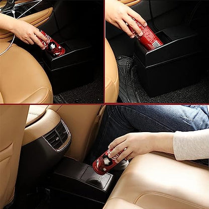 1 Pack Car Trash Can with Lid, 8.2" x 7.8" x 3.9" Capacity Universal Waterproof Portable Car Trash Can, Multifunctional Odorless Organizer Can for Auto Office Home (Black)