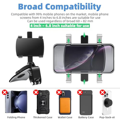 FONKEN Car Phone Mount, 360 Degree Rotation Dashboard Clip Mount, Compatible with iPhone 11/12 Pro Max XS Max XR 8 8Plus 7 Samsung Galaxy S10 S9 S8 LG and More - style: 1-Pack