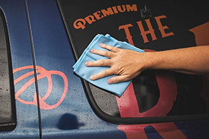 The Rag Company Dry Me A River, Professional Korean 70/30 Blend Microfiber Waffle-Weave Drying & Detailing Towels, Soft Suede Edges, 390 GSM, 20x40 Inches, Light Blue, 2-Pack - color: Light Blue, size: 20in X 40in