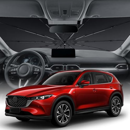 Zanch Upgrade Windshield Sun Shade, Custom Fit for Mazda CX-5 2017-2025 [Titanium-Silver Reflective Coating] Blocks 99% UV & Heat, Sunshade Umbrella for Mazda CX-5 2017 2018 ... 2024 2025 - size: For Mazda CX-5 (2017-2025)