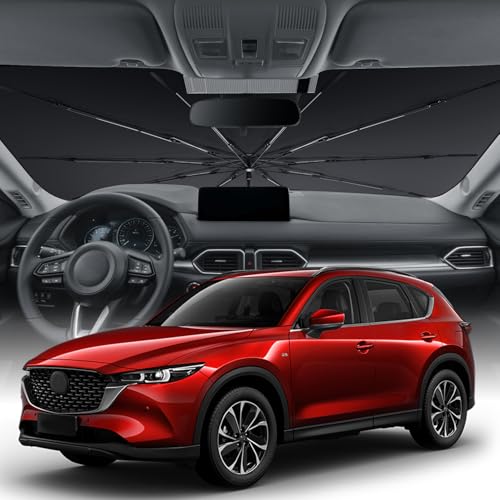 Zanch Upgrade Windshield Sun Shade, Custom Fit for Mazda CX-5 2017-2025 [Titanium-Silver Reflective Coating] Blocks 99% UV & Heat, Sunshade Umbrella for Mazda CX-5 2017 2018 ... 2024 2025 - size: For Mazda CX-5 (2017-2025)
