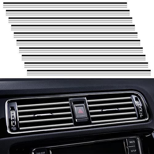 20 Pieces Universal Car Air Conditioner Vent Trim Decoration Strip Accessories, Waterproof Flexible Shiny Auto Car Interior Accessories for All Air Vent Outlets - color: B-Silver - 20 Pieces