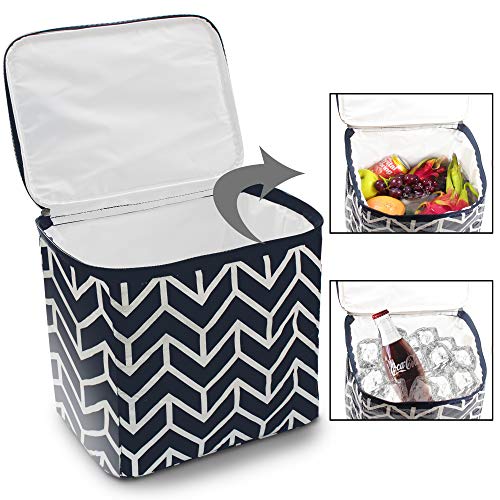 Orionstar Trunk Organizer, Foldable Car Storage Bag Portable Insulation Cooler Bag Collapsible Vehicle Organizer Divider Storage Totes with 3 Compartment Cargo Tote for Groceries Caddy SUV, Navy Blue