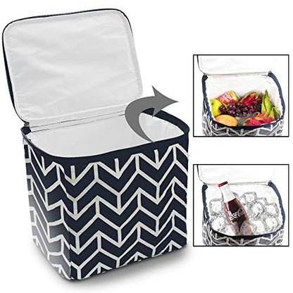Orionstar Trunk Organizer, Foldable Car Storage Bag Portable Insulation Cooler Bag Collapsible Vehicle Organizer Divider Storage Totes with 3 Compartment Cargo Tote for Groceries Caddy SUV, Navy Blue