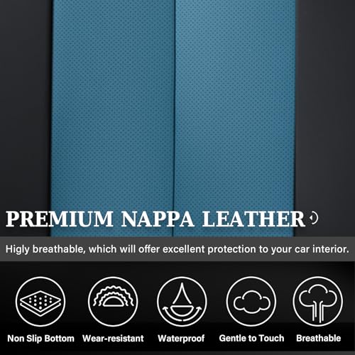 Coverado Back Leather Car Seat Covers for Trucks, Rear Seat Covers for Cars, Automotive Seat Covers Back Car Seat Cover, 3-Pieces Waterproof Nappa Leather Car Seat Cushion Protector, Black&Blue - color: Black&Blue