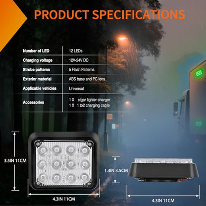 Nilight 12LED Magnetic Wireless Trailer Lights 2PCS Rechargeable Portable Hazard Beacon Warning Light Green Emergency Strobe Light for Trucks Trailers Vehicles Cars Bus Surface Mount - color: 12LED Green