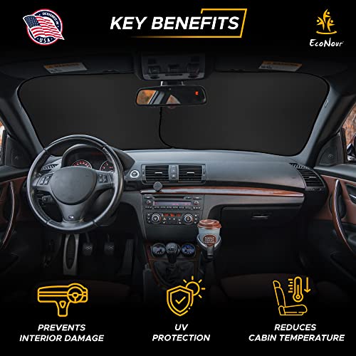 EcoNour Windshield Sun Shade 2 Piece Size (31L x 28W) Inches Medium, Sunflower Car Sunshade Foldable Design, 240T Polyester Front Window UV Protection Heat Block Interior Cover - size: Medium-flower