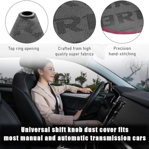 povtii Car Shift Boot Cover, Waterproof Canvas Fabric Manual Automatic Shift Knob Boot Dust Cover, Gear Gaiter Cover Auto Shift Boot Sleeve Protector, Universal Car Accessories (Gray) - color: Gray