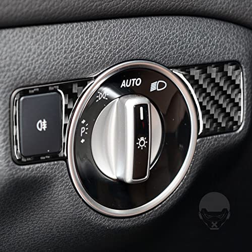 NVCNX Carbon Fiber Compatible with Mercedes-Benz C-Class W204 C250 C300 C350 C63 AMG 2011 2012 2013 2014 Sedan /2012-2015 Coupe Accessories Dash Headlight Switch Cover Interior Trim Sticker Decal 2PCs - color: Dash Headlight Switch Button Trim - for 2011+