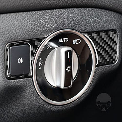 NVCNX Carbon Fiber Compatible with Mercedes-Benz C-Class W204 C250 C300 C350 C63 AMG 2011 2012 2013 2014 Sedan /2012-2015 Coupe Accessories Dash Headlight Switch Cover Interior Trim Sticker Decal 2PCs - color: Dash Headlight Switch Button Trim - for 2011+