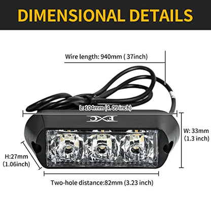FXC (2PCS 3-LED Strobe Lights Amber Waterproof Emergency Beacon Flash Lights,Purishion Caution Bar 12 Different Flashing Car SUV Pickup Truck Van - color: Amber