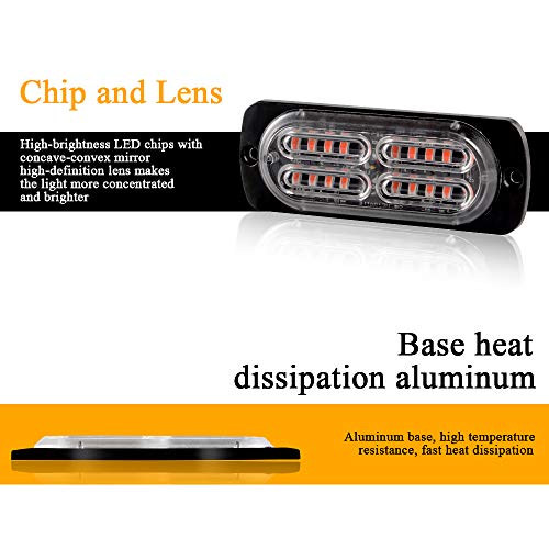 12-24V 20-LED Super Bright Emergency Strobe Warning Caution Hazard Construction Waterproof Flashing Strobe LED Light Bar Surface Mount for Car Truck SUV Van (Red) - color: Red