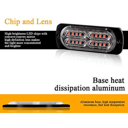 12-24V 20-LED Super Bright Emergency Strobe Warning Caution Hazard Construction Waterproof Flashing Strobe LED Light Bar Surface Mount for Car Truck SUV Van (Red) - color: Red