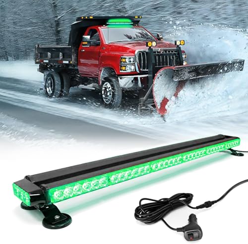38'' 80 LED Emergency Strobe Rooftop Flashing Light Bar, Double Side Hazard Warning Beacon Safety Lights w/Magnetic for Tow Vehicles Firefighter Cars Trucks Traffic Security,Green - color: Green, size: 38''
