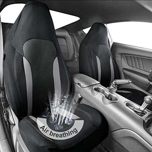 CAR PASS Bucket Gray Car Seat Cover Front Seats, 3D Air Mesh-100% Breathable Sporty Fabric High Back Airbag Compatible, Universal Fit Automotive SUV Truck Sedan Vans, Two Front 2 Piece Black Gray - color: Black Gray, size: Two Front Seats