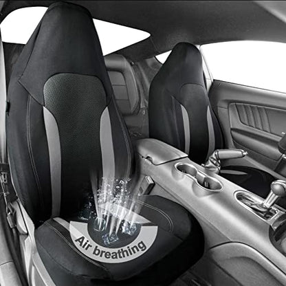 CAR PASS Bucket Gray Car Seat Cover Front Seats, 3D Air Mesh-100% Breathable Sporty Fabric High Back Airbag Compatible, Universal Fit Automotive SUV Truck Sedan Vans, Two Front 2 Piece Black Gray - color: Black Gray, size: Two Front Seats