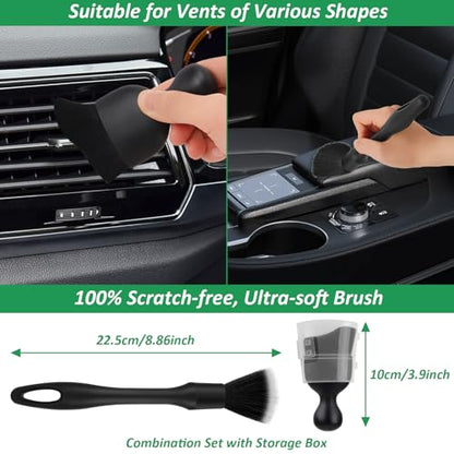 18PCS Car Detailing Brush Set, Car Interior Detailing Kit for Cleaning Interior, Exterior, Wheels, Dashboard, Upholstery Care, Professional Car Care Kit for Car Owners and Enthusiasts