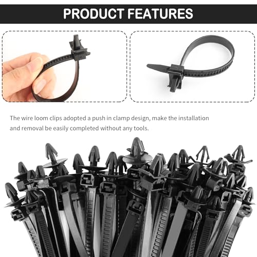 130PCS Automotive Cable Ties and Wire Loom Kit,Includes 6 Sizes Wire Clips for Storaging and Protecting Cable,Universal Cable Retainer Clips Car Accessories for Car SUV Truck