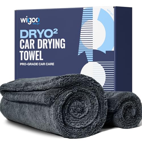 Wigoo Premium Microfiber Car Drying Towel 1300 GSM, 36" x 24" [Ultra-Absorbent, Streak-Free] Dual-Sided Edgeless Cleaning Towels with Twisted Loop, for Auto Detailing, Cars, SUV, Truck (2 Sizes) - color: 2 Sizes Gray Set