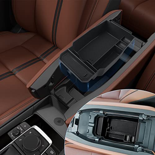 BIXUAN CX50 Accessories 2023-2025 CX 50 Center Console Organizer Tray Compatible with Mazda CX-50 Hybrid 2025 SUV Armrest Box CX 50 2.5 S 2024 Console Tray Armrest Organizer Storage Box Coin Holder - color: Black13