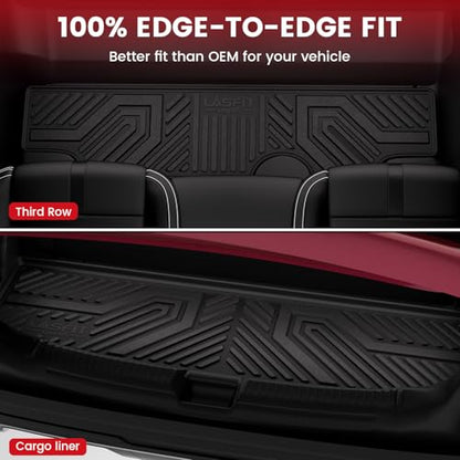 LASFIT Floor Mats & Cargo Liner 2015-2020 & Only 7/8 Seats (Not for 9 Seats) for Chevrolet Chevy Tahoe/GMC Yukon(Only Yukon, Not Fit Yukon XL), All Weather TPE Custom Fit Car Floor Liners - size: Floor Mats for Tahoe/Yukon/Escalade 2015-2020