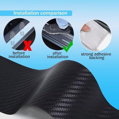 Car Door Sill Protector,Sill Protector Compatible with Toyota Highlander 4Pcs Door Entry Guard Scuff Sill Protector Plate- Carbon Fiber Anti-Scratch Sticker
