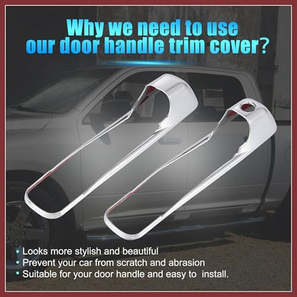4pcs Chrome Plated ABS Exterior Side Door Handle Cover Trim for Dodge for Ram 1500 2500 3500 for Jeep Commander Grand Cherokee 2006-2010 Silver Tone Outer Door Handle Replace Parts