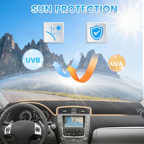 KUST Black Dash Cover Compatible with Lexus IS250 IS350 2006-2013 Dashboard Cover Accessories for IS250 IS350 IS450 Non-Slip Polyester Custom Fit Center Console Sunshield Protector No Glare - size: IS 06-13(Black)