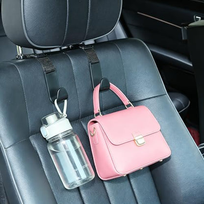 Adjustable 4-Pack Car Headrest Hooks - Universal Seat Back Organizer with Heavy-Duty Clip for Purses, Bags & Groceries Black - color: Black