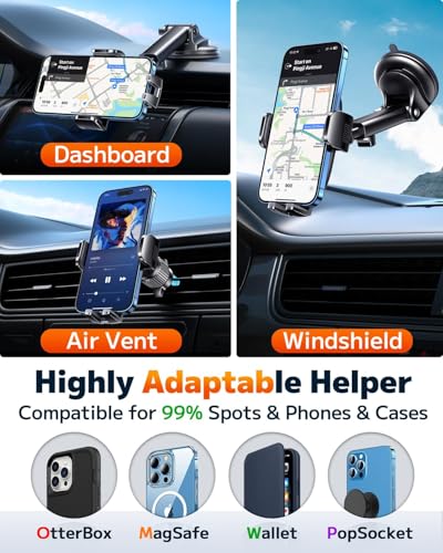 Qifutan Car Phone Holder Mount Phone Mount for Car Windshield Dashboard Air Vent Universal Hands Free Automobile Cell Phone Holder Fit for iPhone Smartphone Camera Mounts - style: Carbon fiber