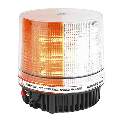 Amber/White Wireless Rotating Beacon Orange Battery Led Strobe Warning Light Roof Top Plow Hazard Flash Emergency Lights 12V with Magnetic Base Mount and Rechargeable Plug(Yellow/White, 18 LED) - color: Amber/White