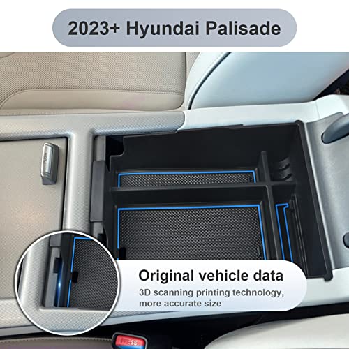 SKTU for 2023 2024 2025 Hyundai Palisade Center Console Organizer 2023 2024 2025 Palisade Center Console Tray 2023 2024 2025 Palisade Accessories Armrest Box with Coin and Sunglasses Holder (Blue) - color: Blue